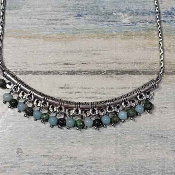 Brighton Silver and Green Beaded Necklace. - Picture 2 of 6